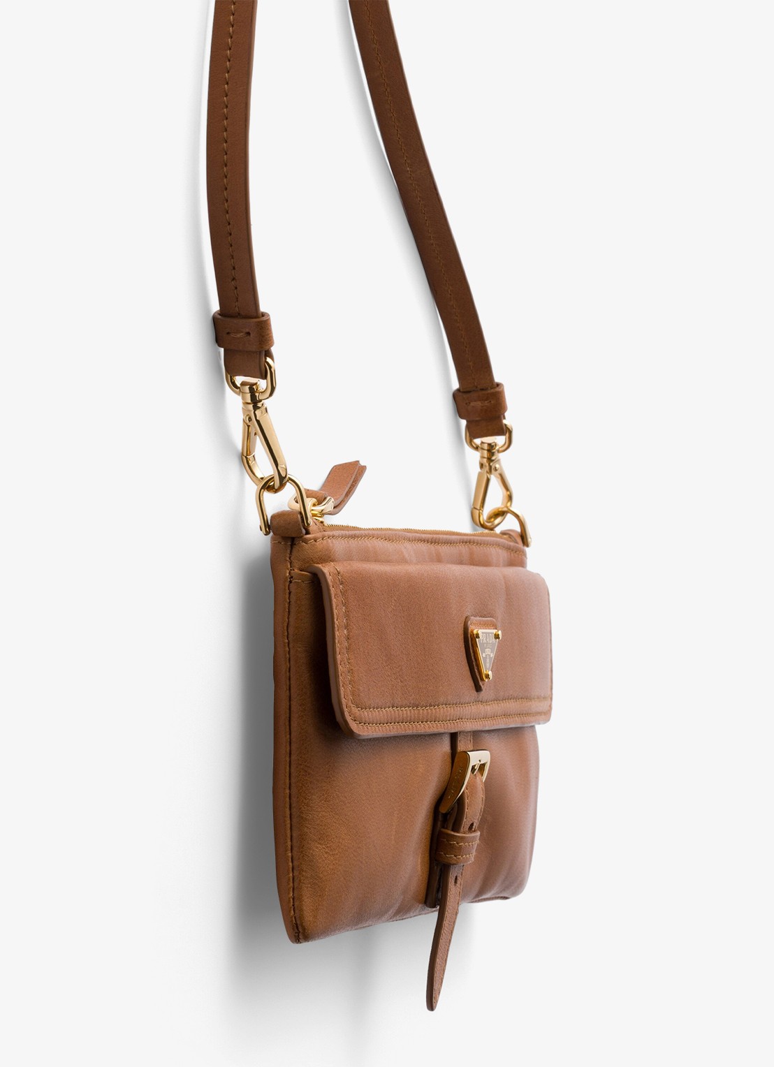 Prada Portemonnee van lamsleer met afneembare schouderriem - detail 3 bruin