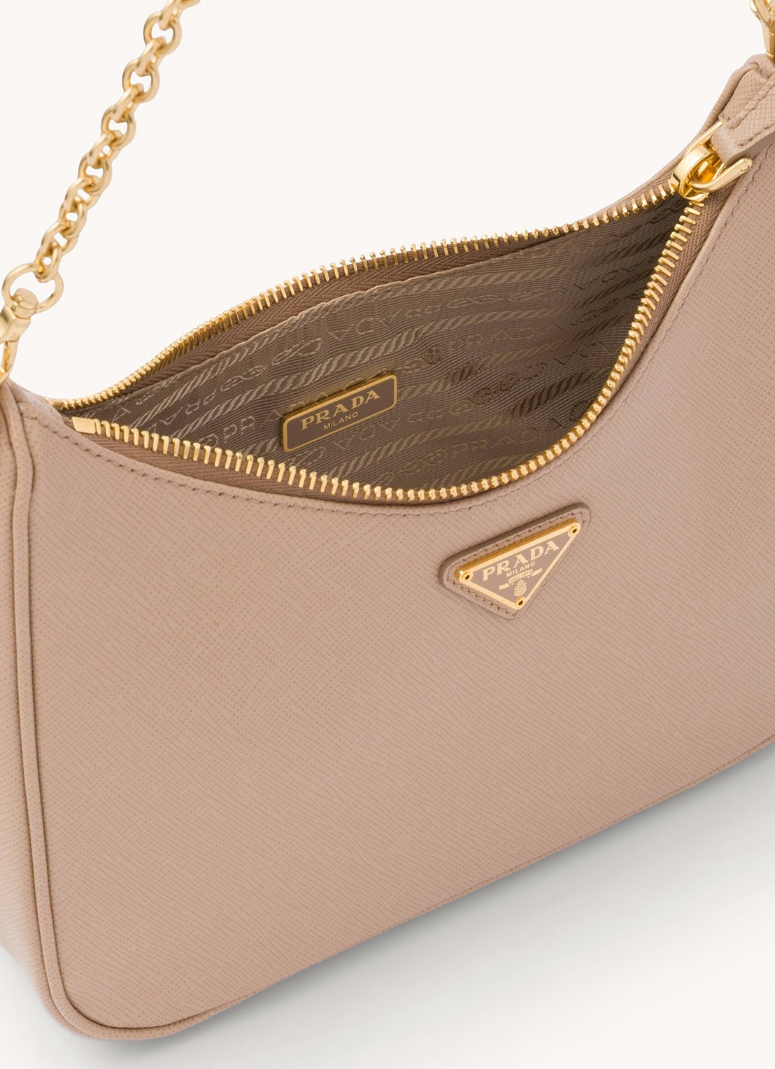 Prada Prada Re-Edition 2005 crossbodytas van leer - detail 5 donkerbeige