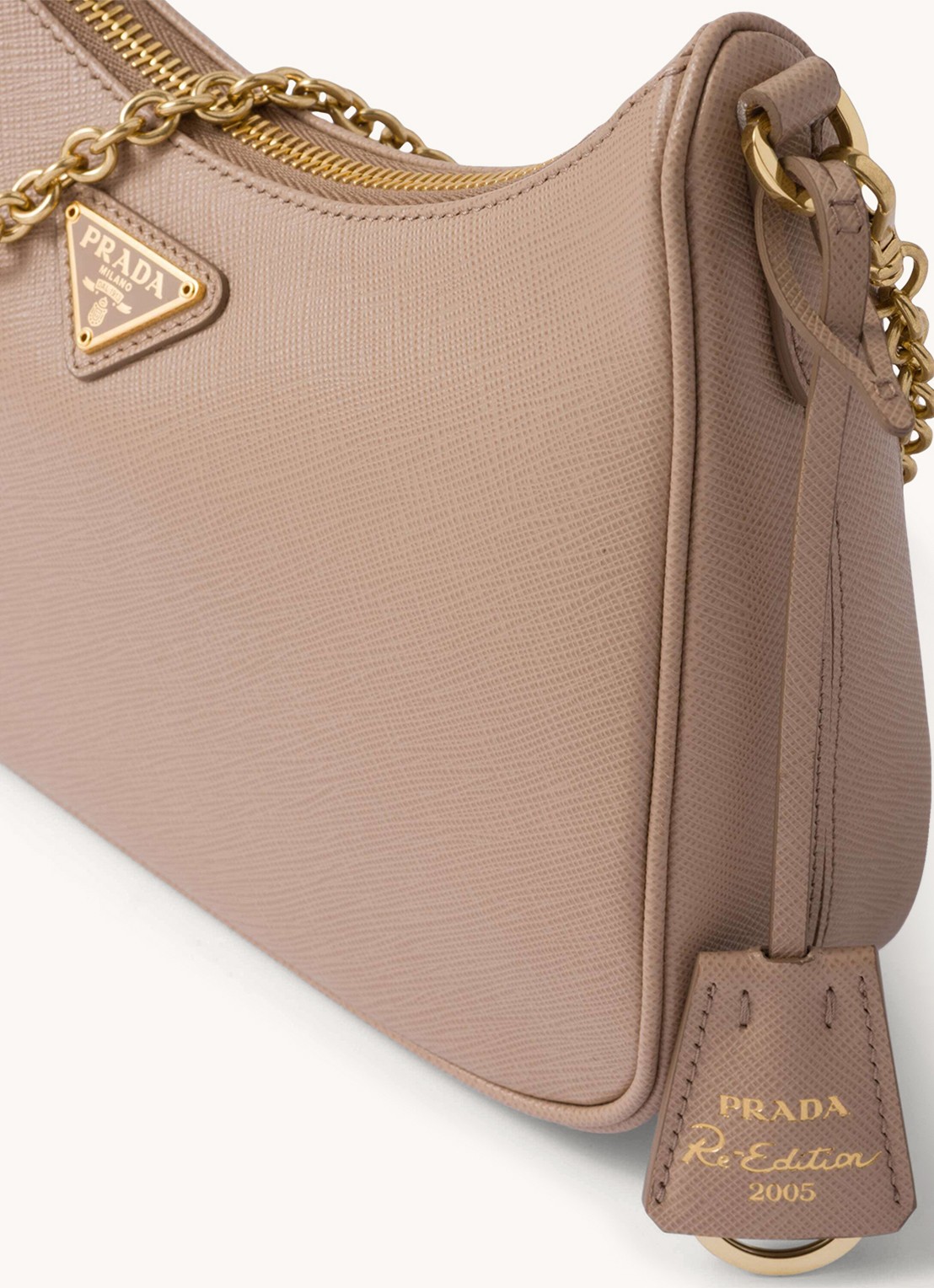 Prada Prada Re-Edition 2005 crossbodytas van leer - detail 7 donkerbeige