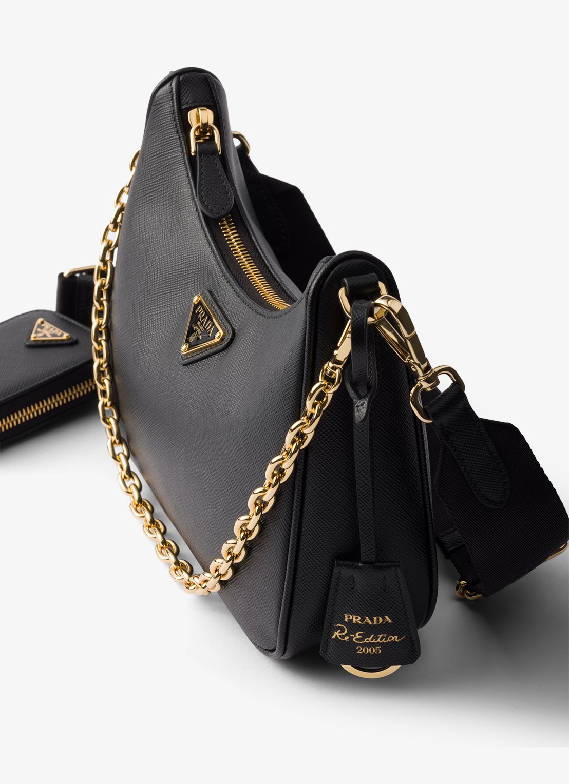 Prada Prada Re-Edition 2005 crossbodytas van leer - detail zwart