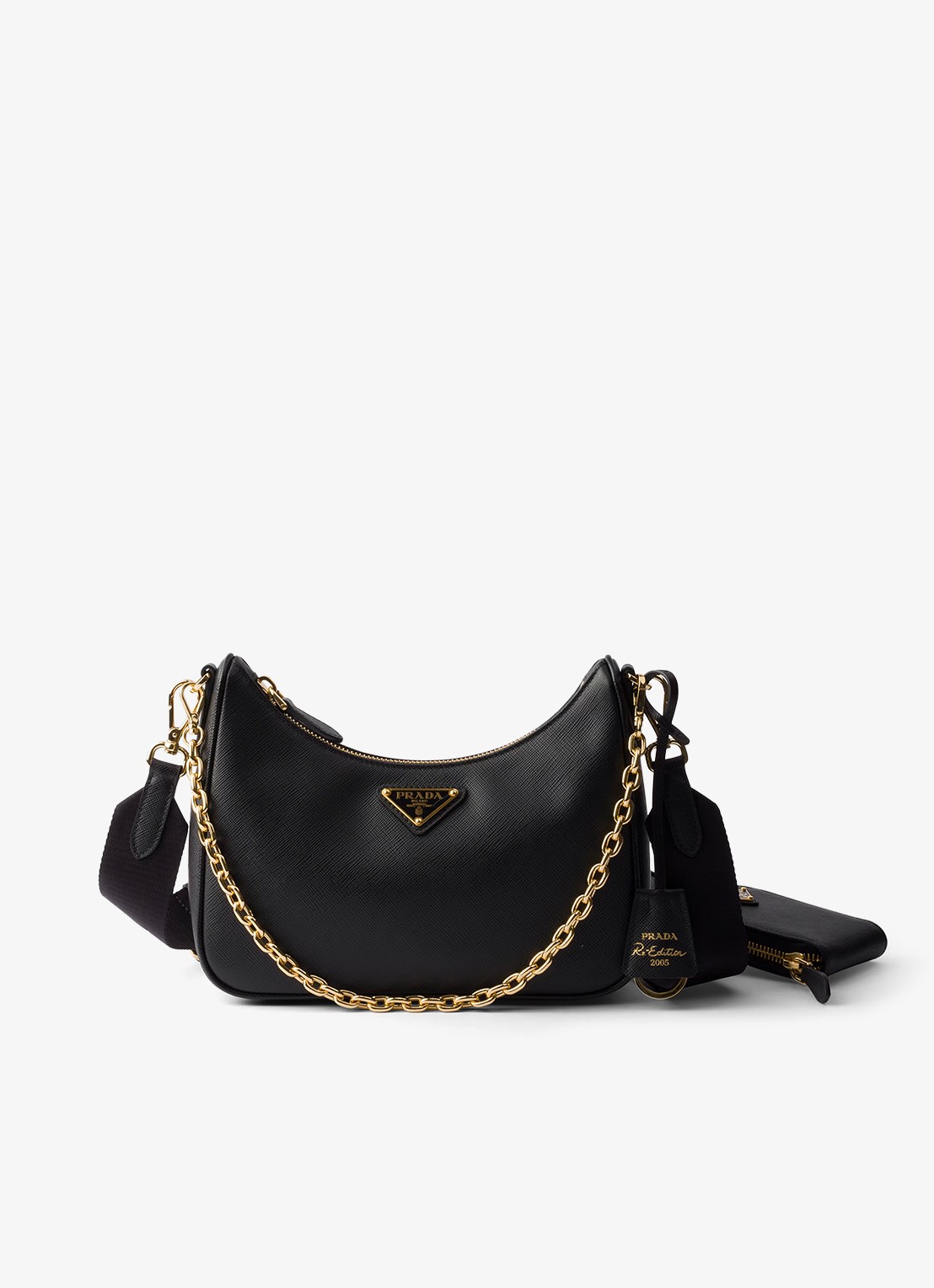 Prada Prada Re-Edition 2005 crossbodytas van leer - voorkant 3 zwart
