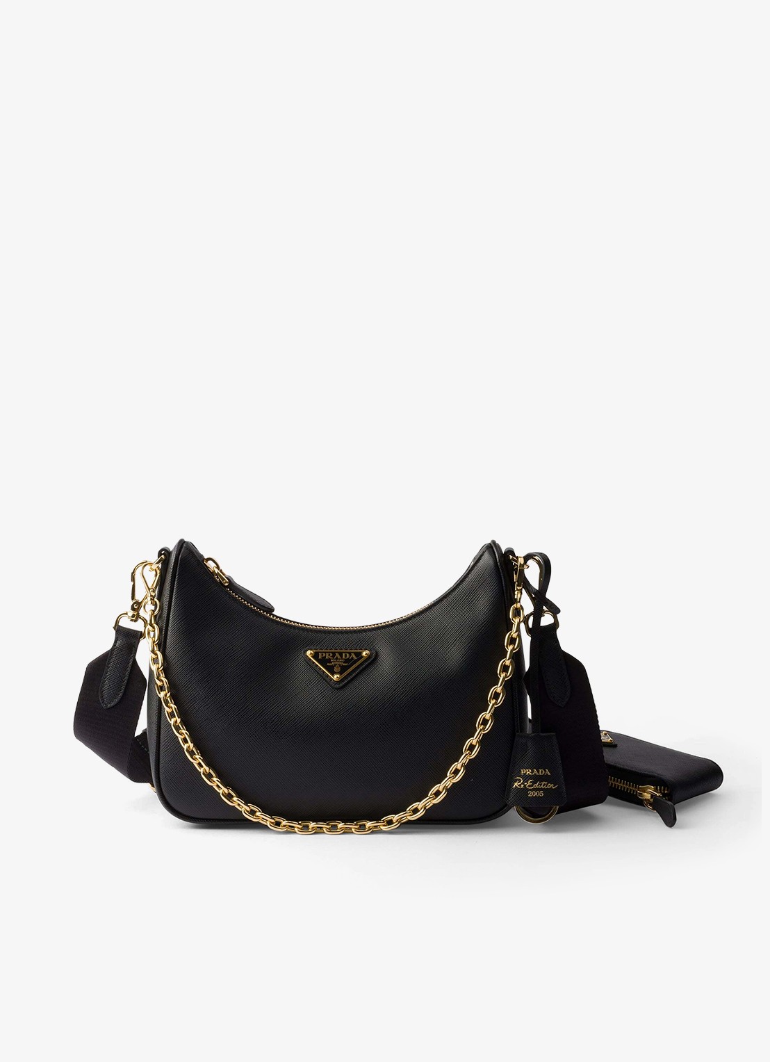 Prada Prada Re-Edition 2005 crossbodytas van leer - voorkant 4 zwart