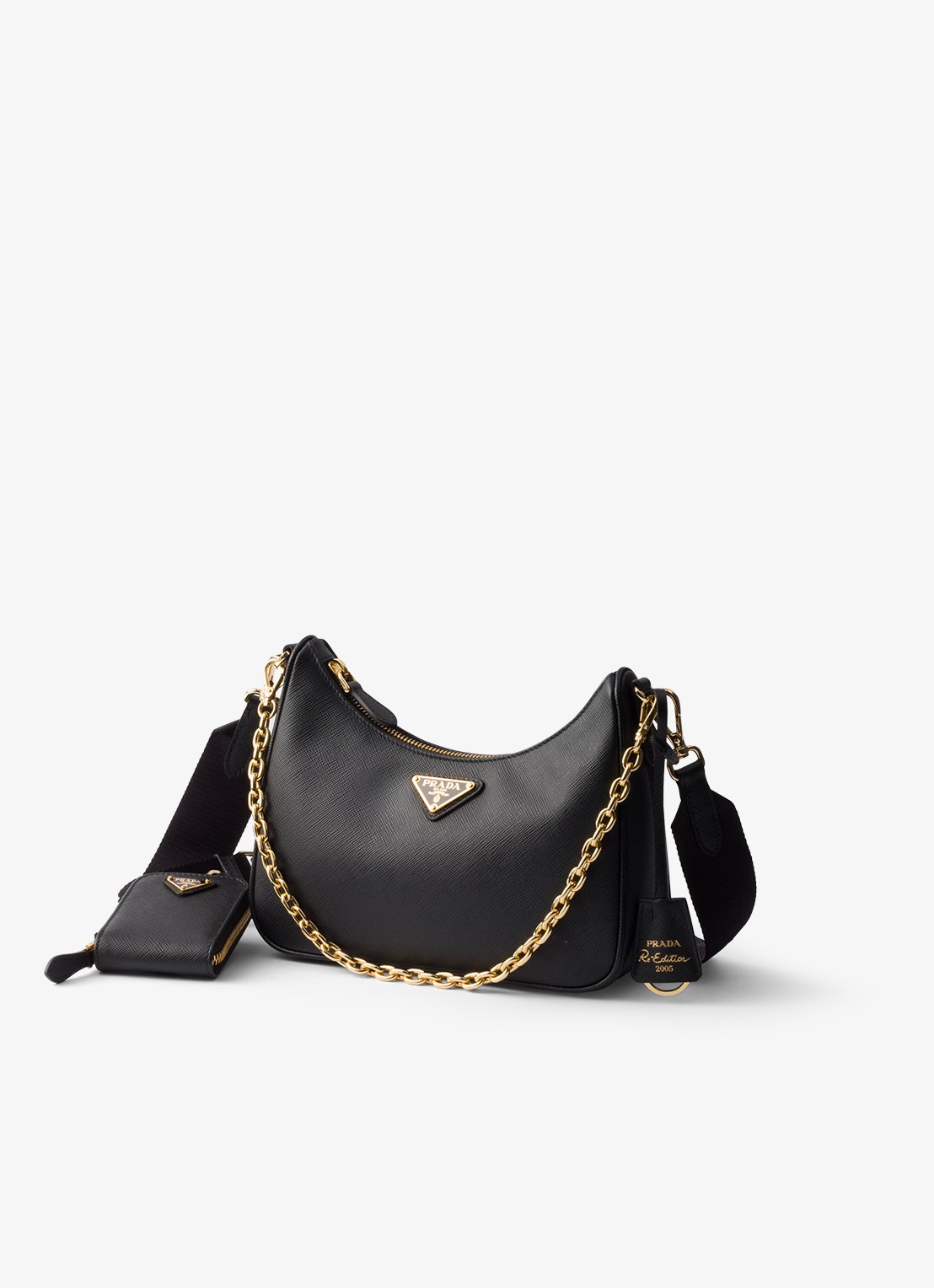 Prada Prada Re-Edition 2005 crossbodytas van leer - voorkant 4 zwart