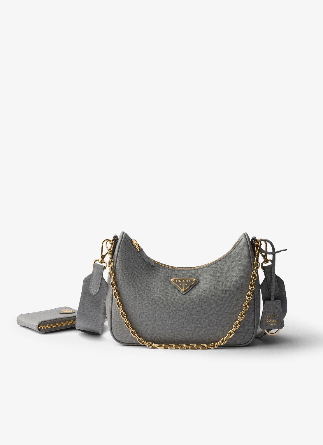 Prada Prada Re-Edition 2005 crossbodytas van leer - voorkant grijs