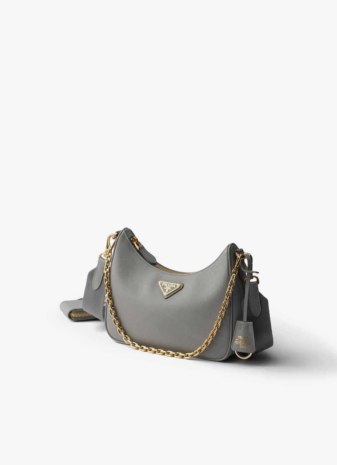 Prada Prada Re-Edition 2005 crossbodytas van leer - voorkant 2 grijs
