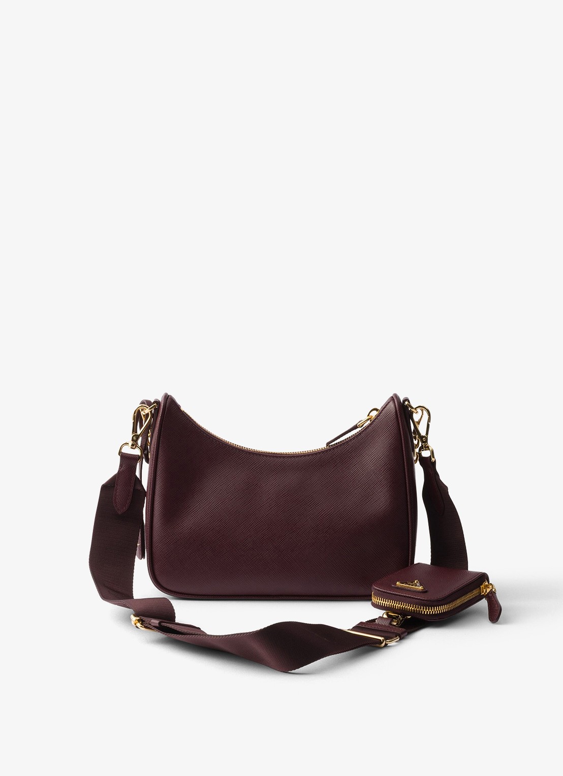 Prada Prada Re-Edition 2005 crossbodytas van leer - achterkant bordeauxrood