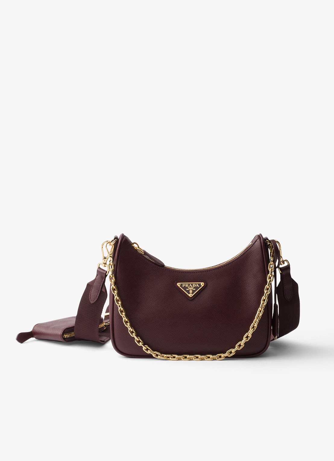 Prada Prada Re-Edition 2005 crossbodytas van leer - voorkant 2 bordeauxrood