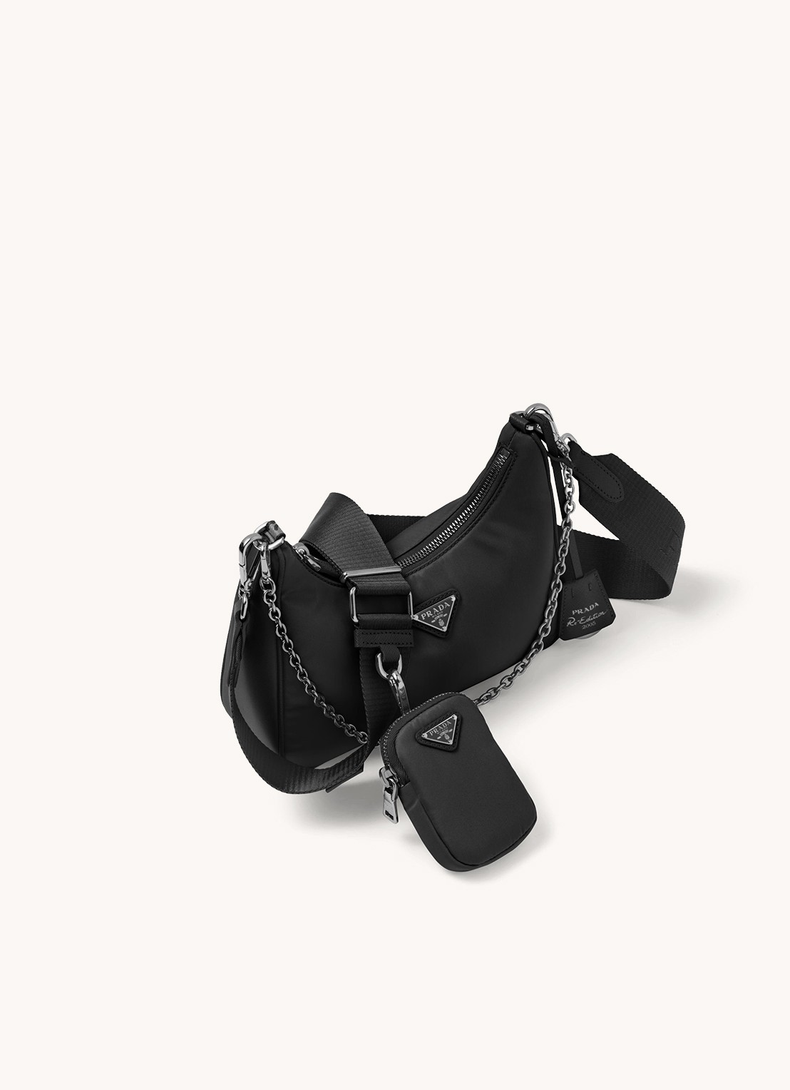 Prada Prada Re-Edition 2005 Re-Nylon crossbodytas met leren details - achterkant zilver