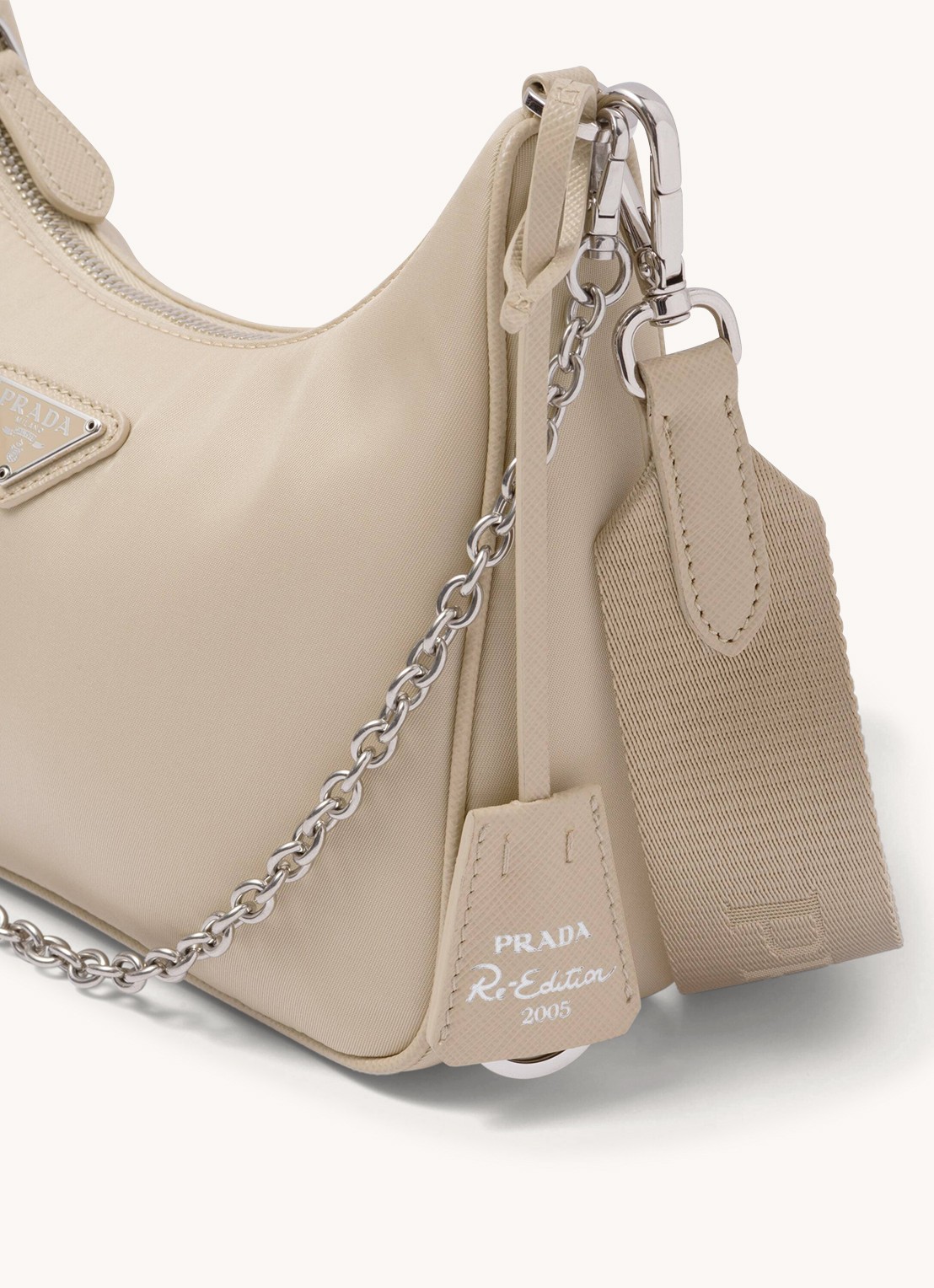 Prada Prada Re-Edition 2005 Re-Nylon crossbodytas met leren details - detail 4 beige