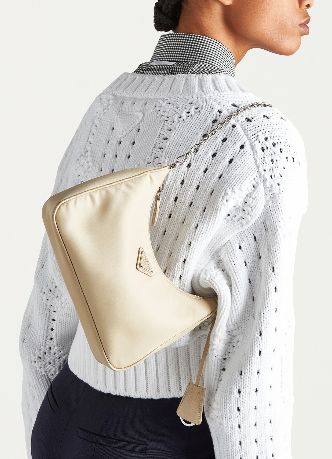 Prada Prada Re-Edition 2005 Re-Nylon crossbodytas met leren details - voorkant 6 beige