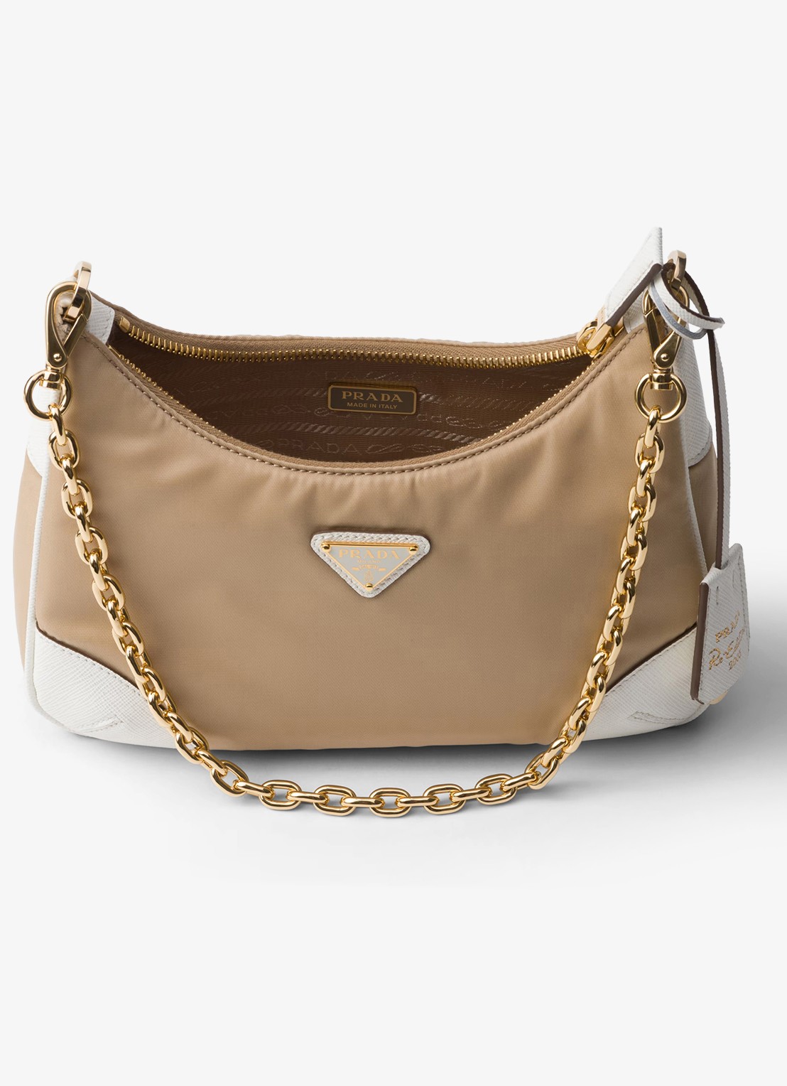 Prada Prada Re-Edition 2005 Re-Nylon crossbodytas met leren details - detail 3 donkerbeige