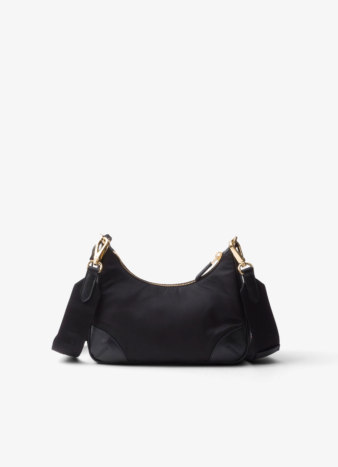 Prada Prada Re-Edition 2005 Re-Nylon crossbodytas met leren details - achterkant 5 diepzwart