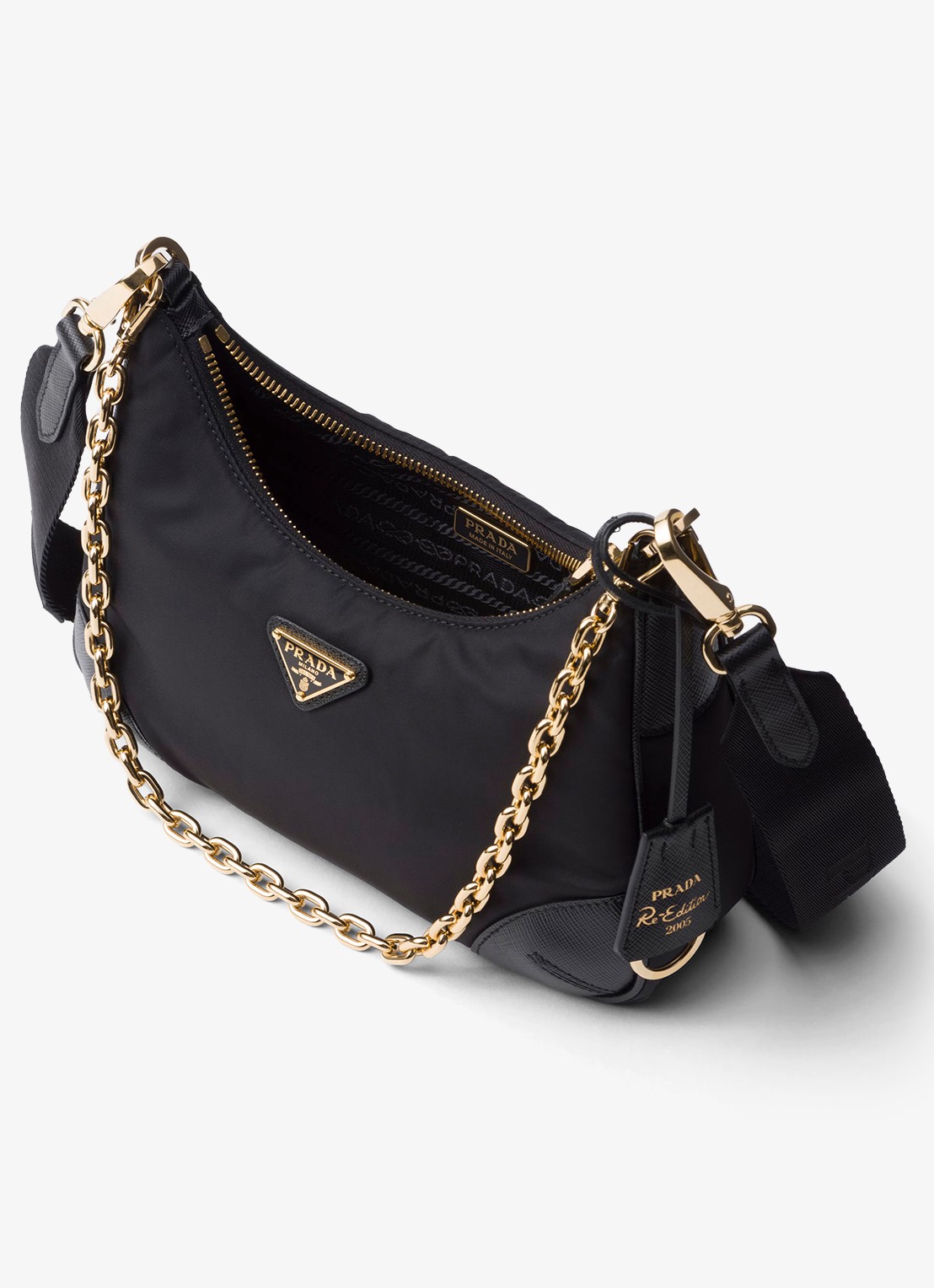Prada Prada Re-Edition 2005 Re-Nylon crossbodytas met leren details - detail 2 diepzwart