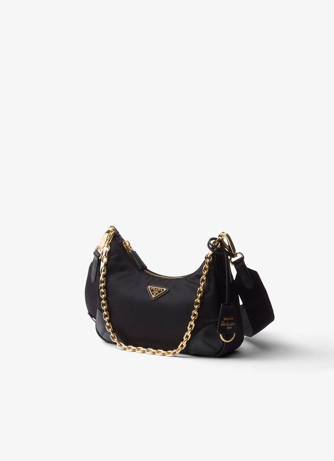 Prada Prada Re-Edition 2005 Re-Nylon crossbodytas met leren details - voorkant 4 diepzwart