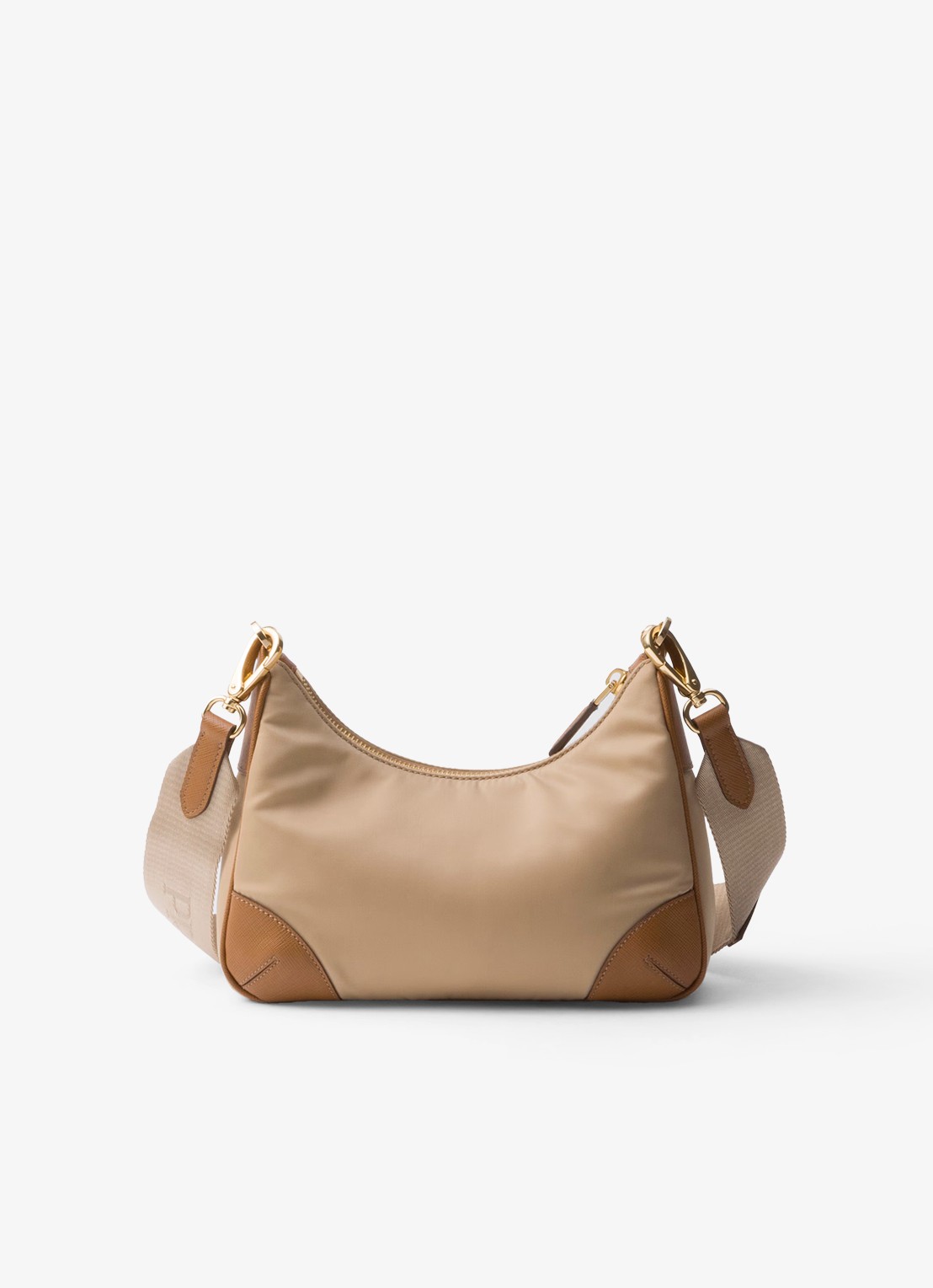 Prada Prada Re-Edition 2005 Re-Nylon crossbodytas met leren details - achterkant lichtbruin