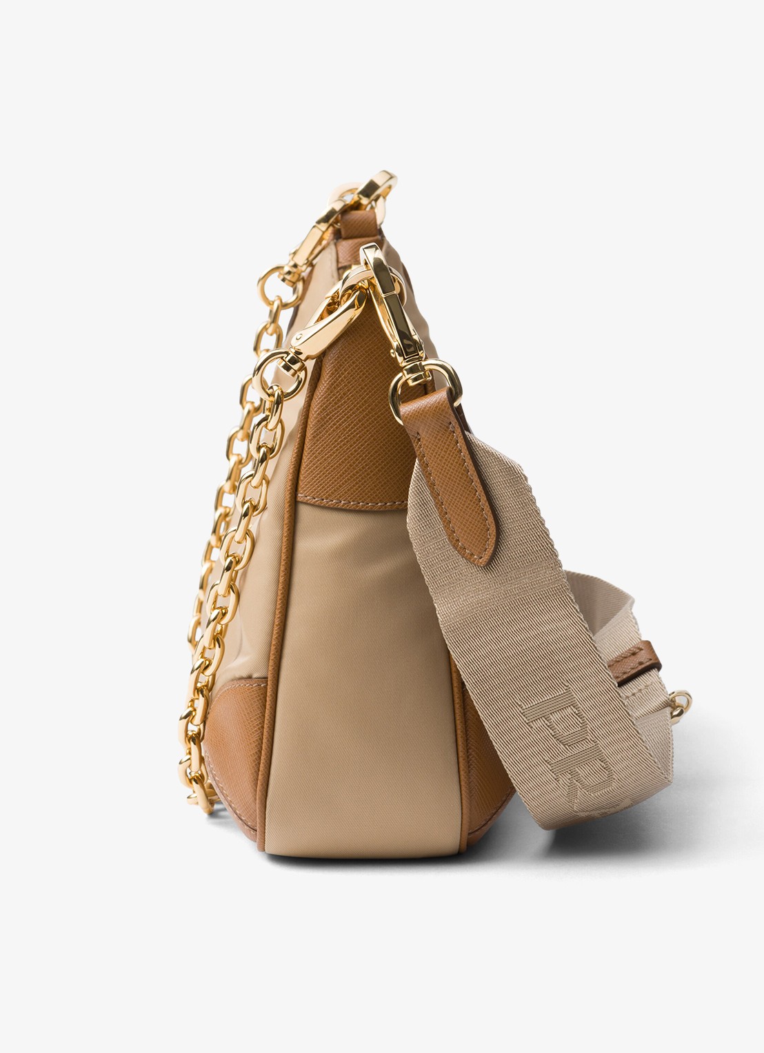 Prada Prada Re-Edition 2005 Re-Nylon crossbodytas met leren details - detail 5 lichtbruin