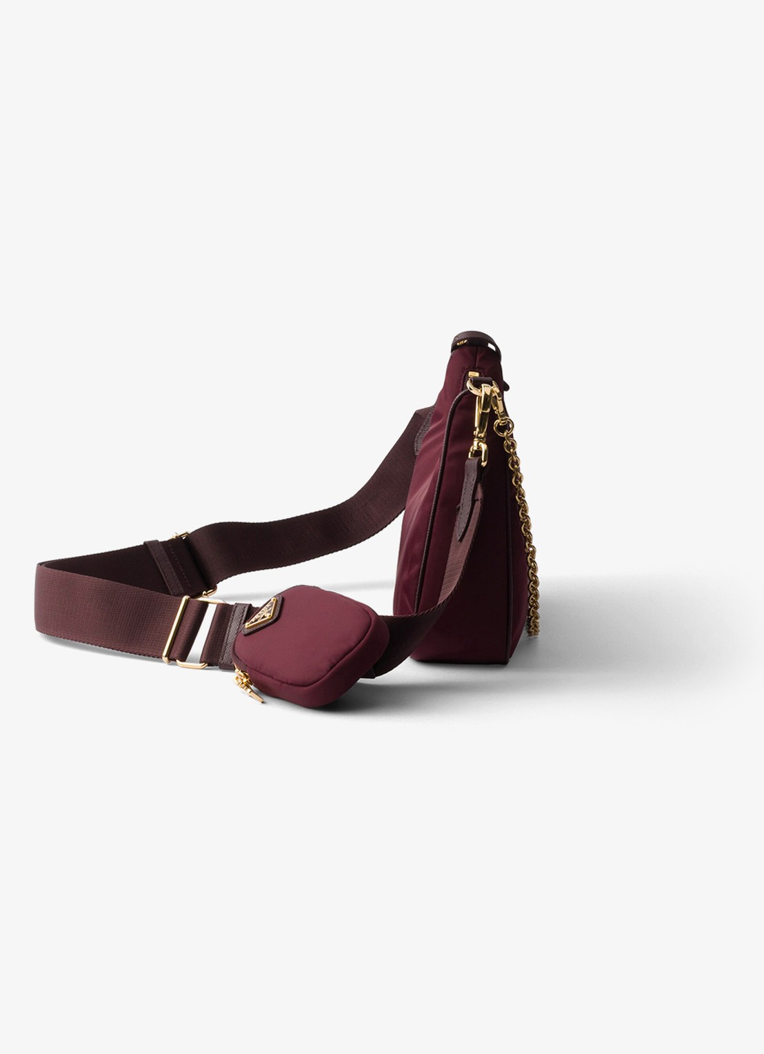 Prada Prada Re-Edition 2005 Re-Nylon crossbodytas met leren details - detail 3 bordeauxrood