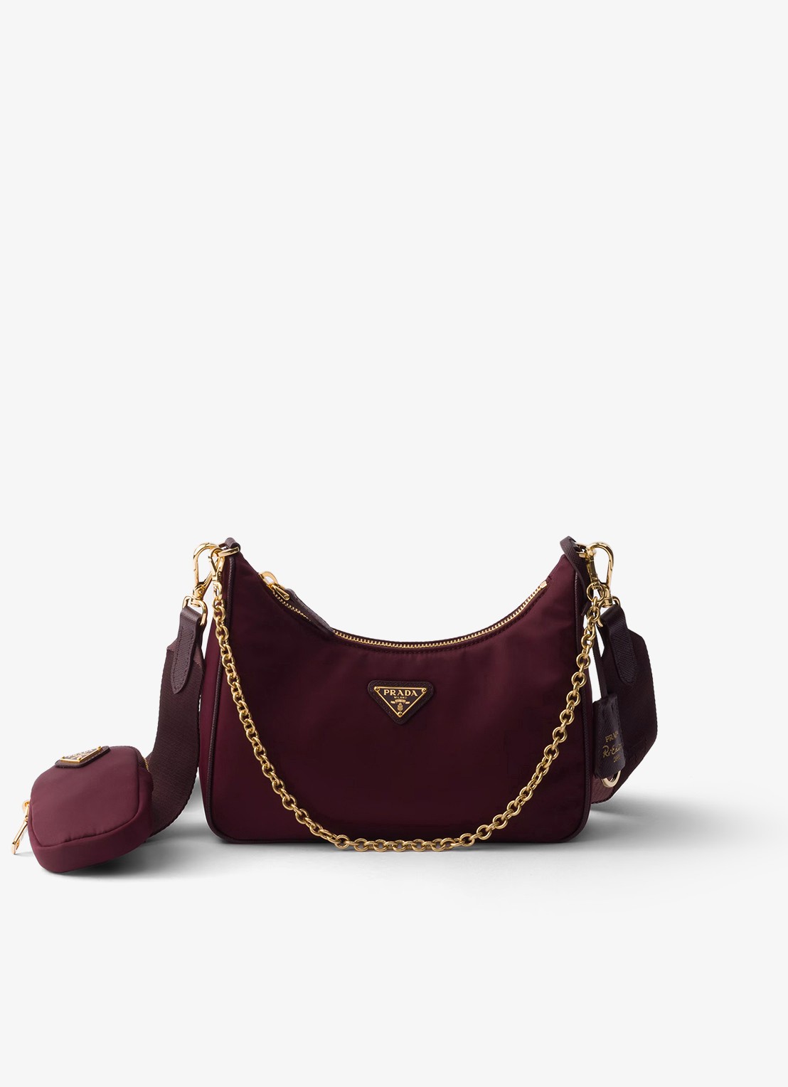 Prada Prada Re-Edition 2005 Re-Nylon crossbodytas met leren details - voorkant bordeauxrood