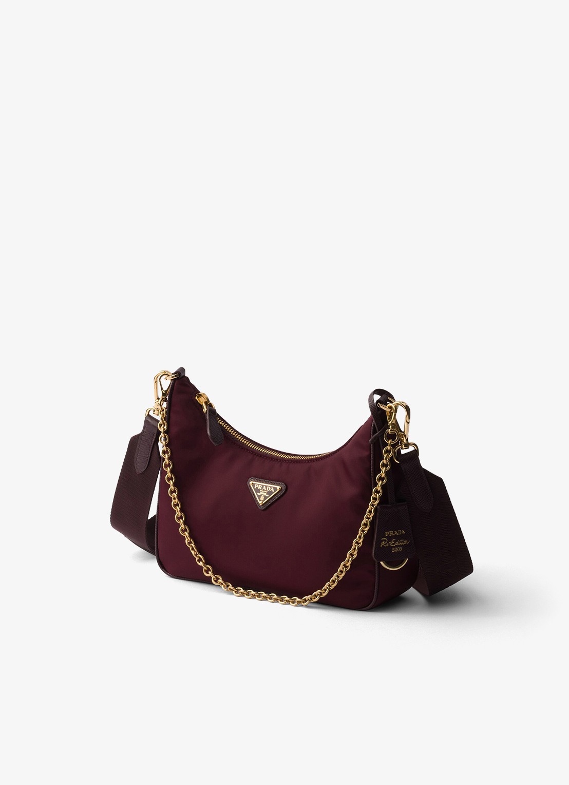 Prada Prada Re-Edition 2005 Re-Nylon crossbodytas met leren details - voorkant 2 bordeauxrood