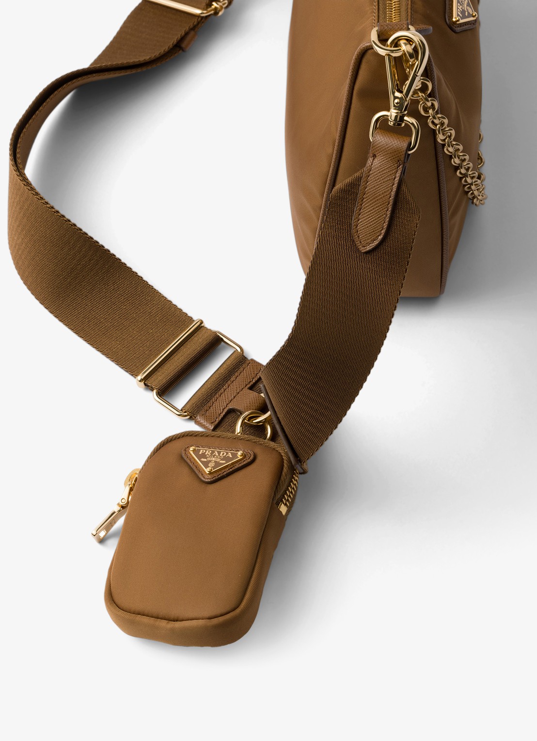 Prada Prada Re-Edition 2005 Re-Nylon crossbodytas met leren details - detail 2 bruin