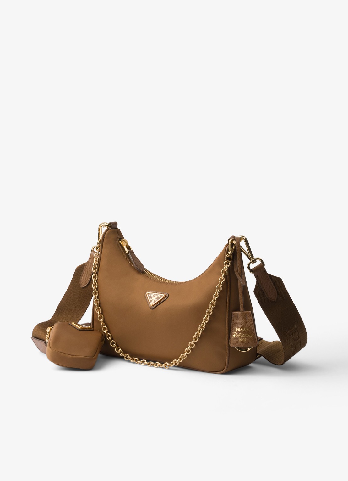 Prada Prada Re-Edition 2005 Re-Nylon crossbodytas met leren details - voorkant 4 bruin