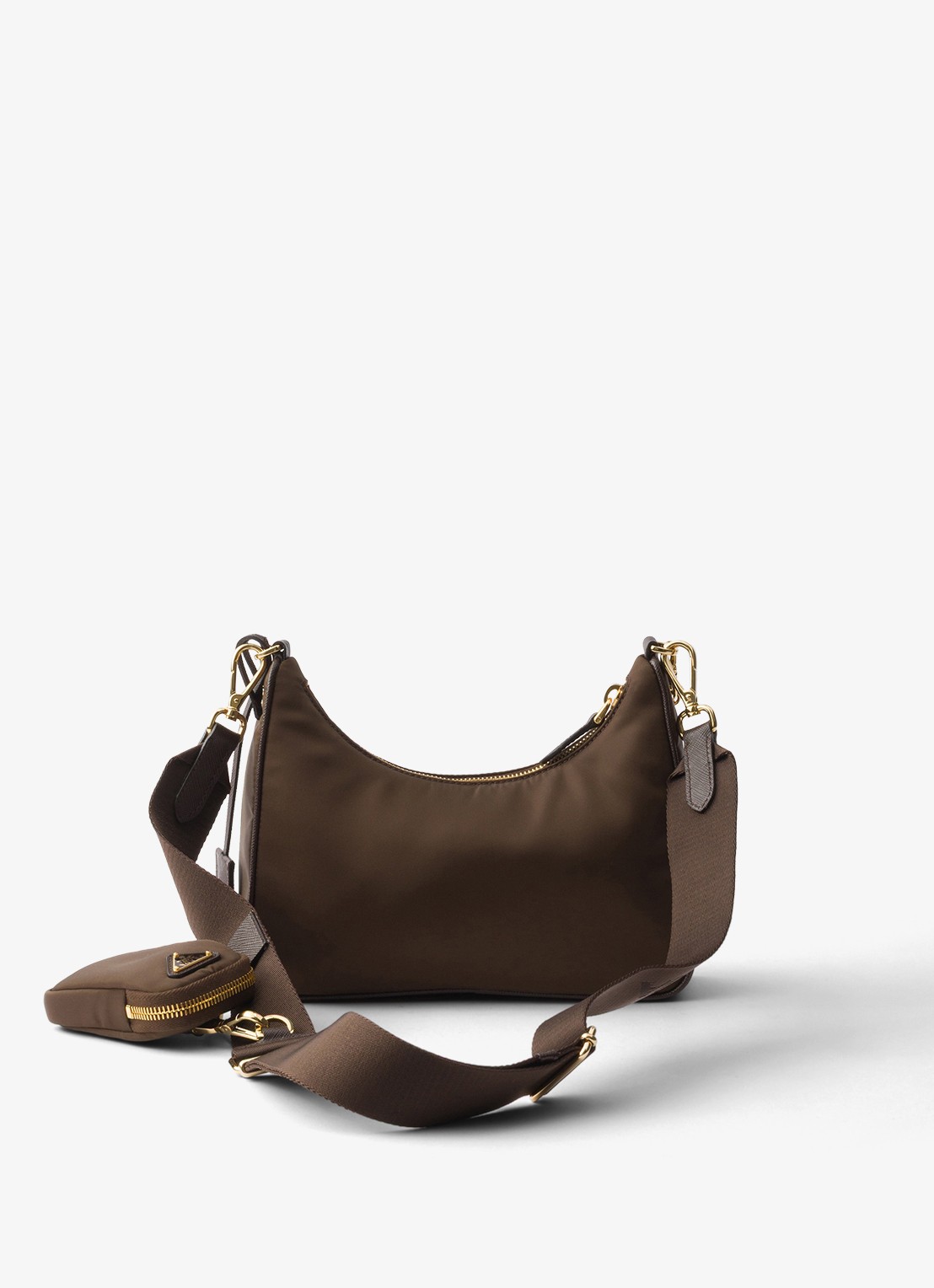 Prada Prada Re-Edition 2005 Re-Nylon crossbodytas met leren details - achterkant donkerbruin