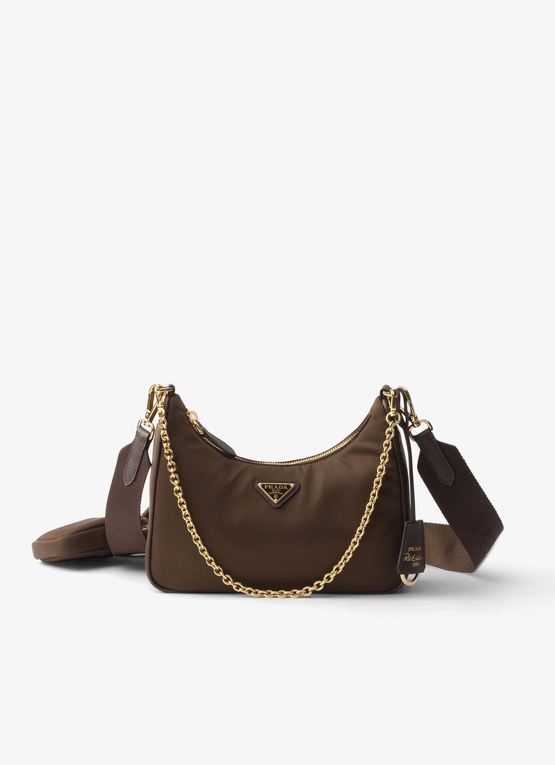 Prada Prada Re-Edition 2005 Re-Nylon crossbodytas met leren details - voorkant 6 donkerbruin