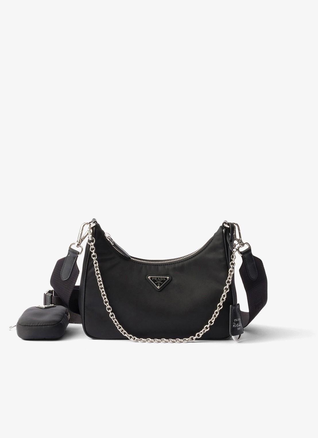 Prada Prada Re-Edition 2005 Re-Nylon crossbodytas met leren details - voorkant 6 zwart