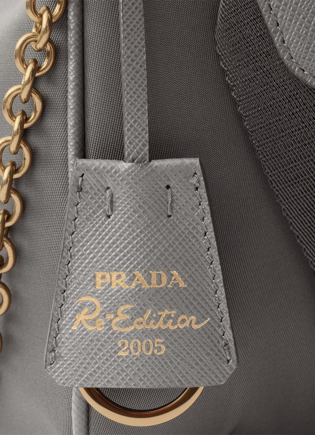 Prada Prada Re-Edition 2005 Re-Nylon crossbodytas met leren details - detail 2 middengrijs