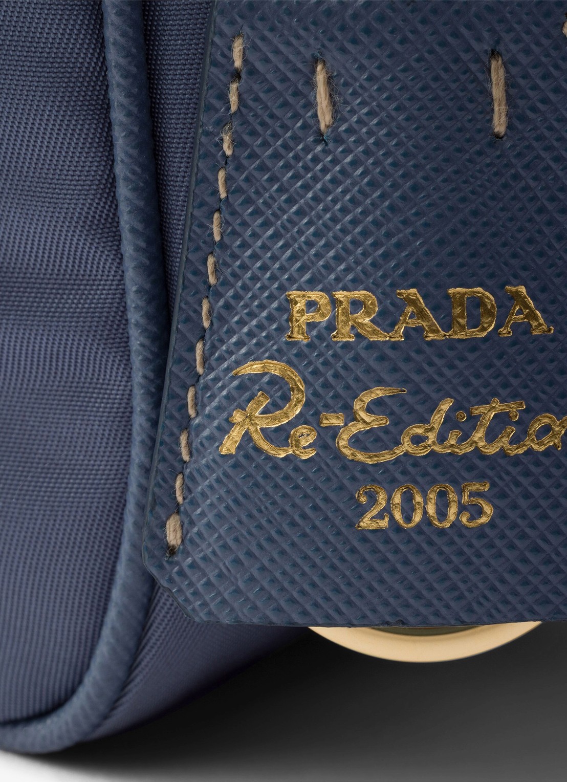 Prada Prada Re-Edition 2005 Re-Nylon crossbodytas met leren details - detail 2 staalblauw