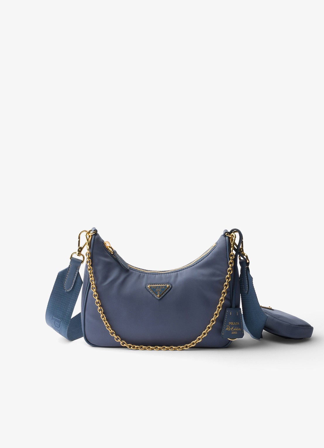 Prada Prada Re-Edition 2005 Re-Nylon crossbodytas met leren details - voorkant 5 staalblauw