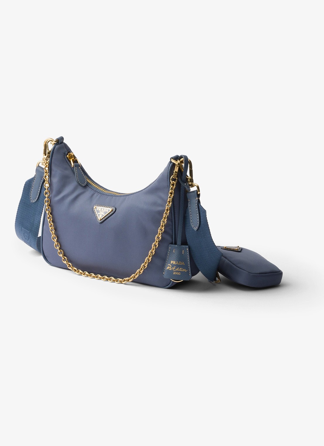 Prada Prada Re-Edition 2005 Re-Nylon crossbodytas met leren details - voorkant 6 staalblauw