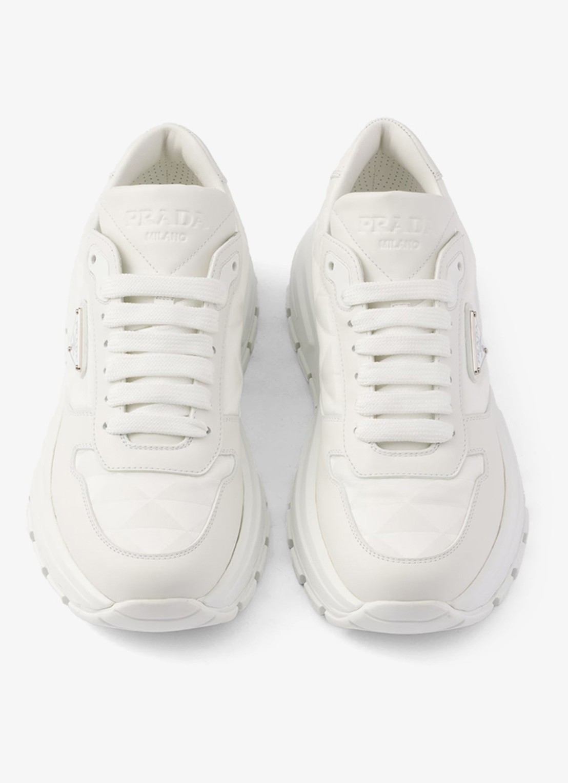 Prada Prax 01 Re-Nylon sneaker met leren details - detail 4 wit