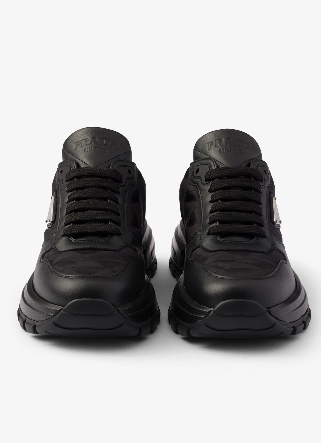 Prada Prax 01 Re-Nylon sneaker met leren details - detail 3 zwart