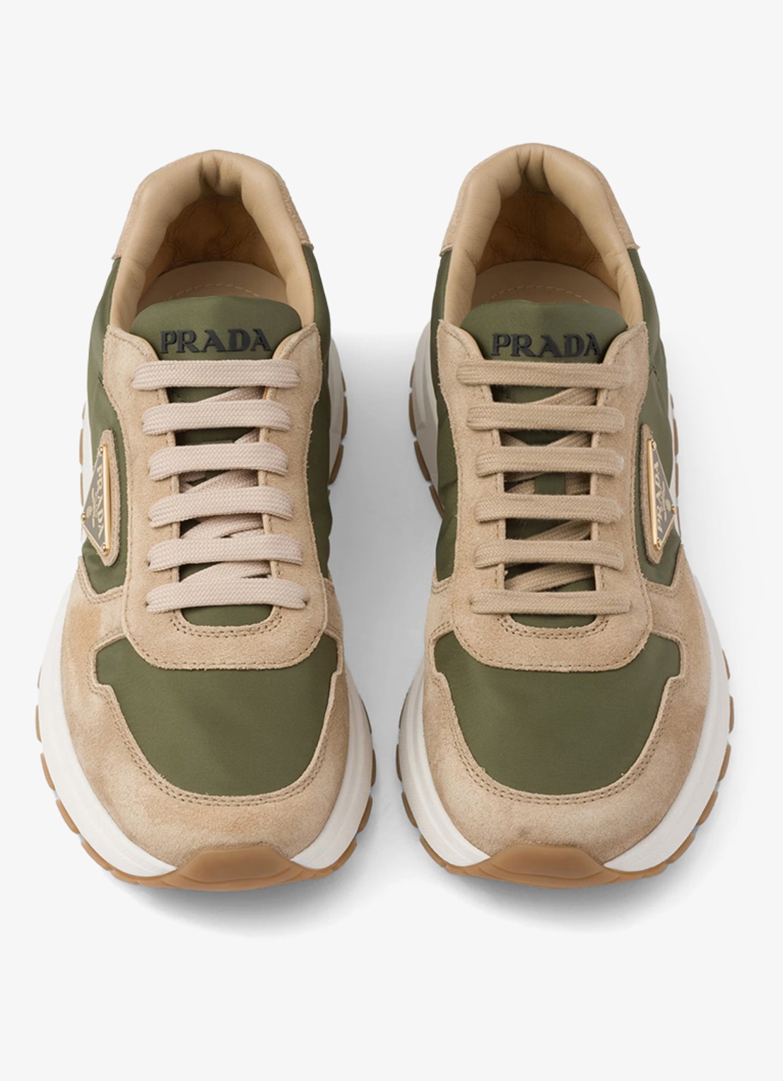 Prada Prax 01 Re-Nylon sneaker met suède details - detail 4 beige