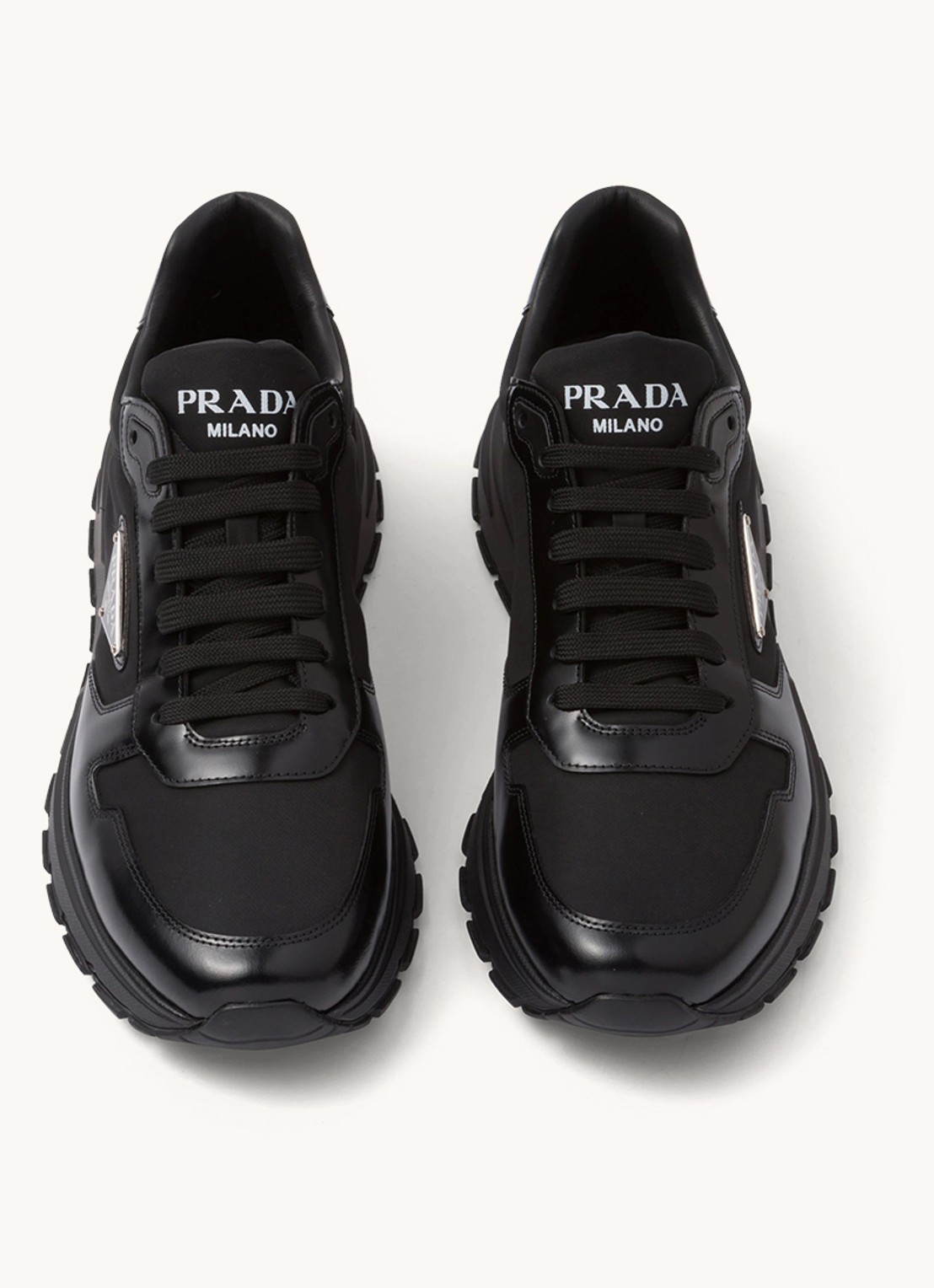 Prada Prax 01 Re-Nylon sneakers met leren details en logo - detail 4 zwart