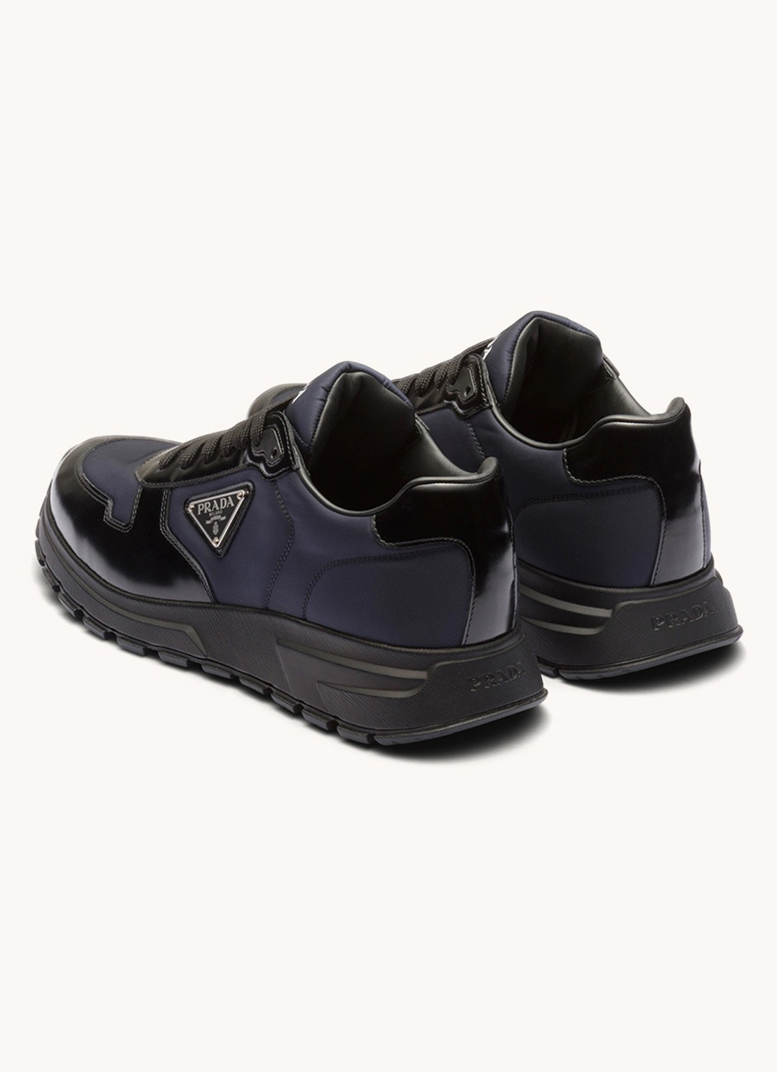 Prada Prax 01 Re-Nylon sneakers met leren details en logo - detail 5 donkerblauw