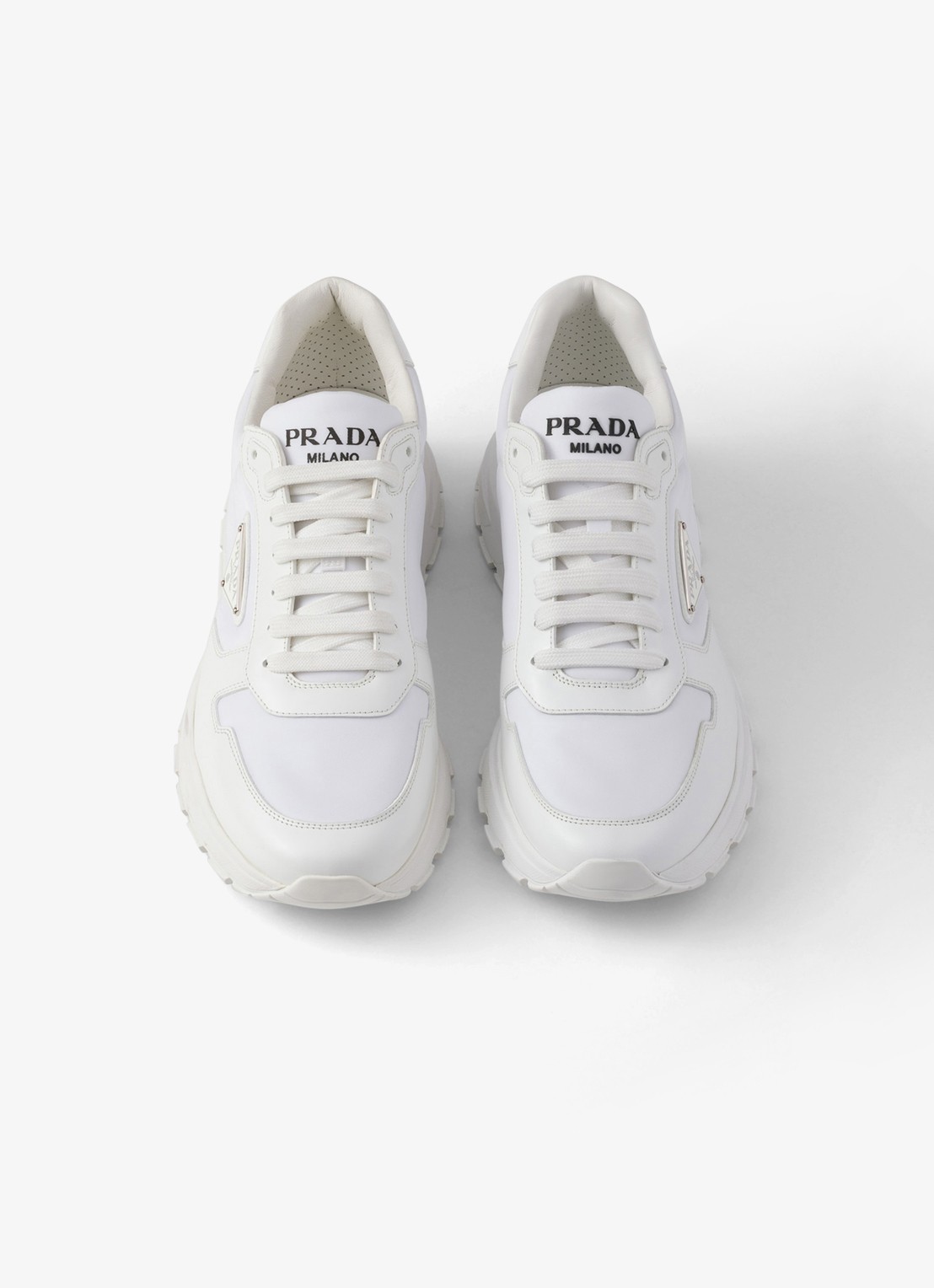 Prada Prax 01 Re-Nylon sneakers met leren details en logo - detail 2 wit