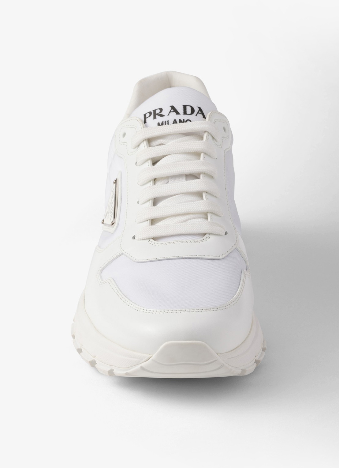 Prada Prax 01 Re-Nylon sneakers met leren details en logo - detail 3 wit