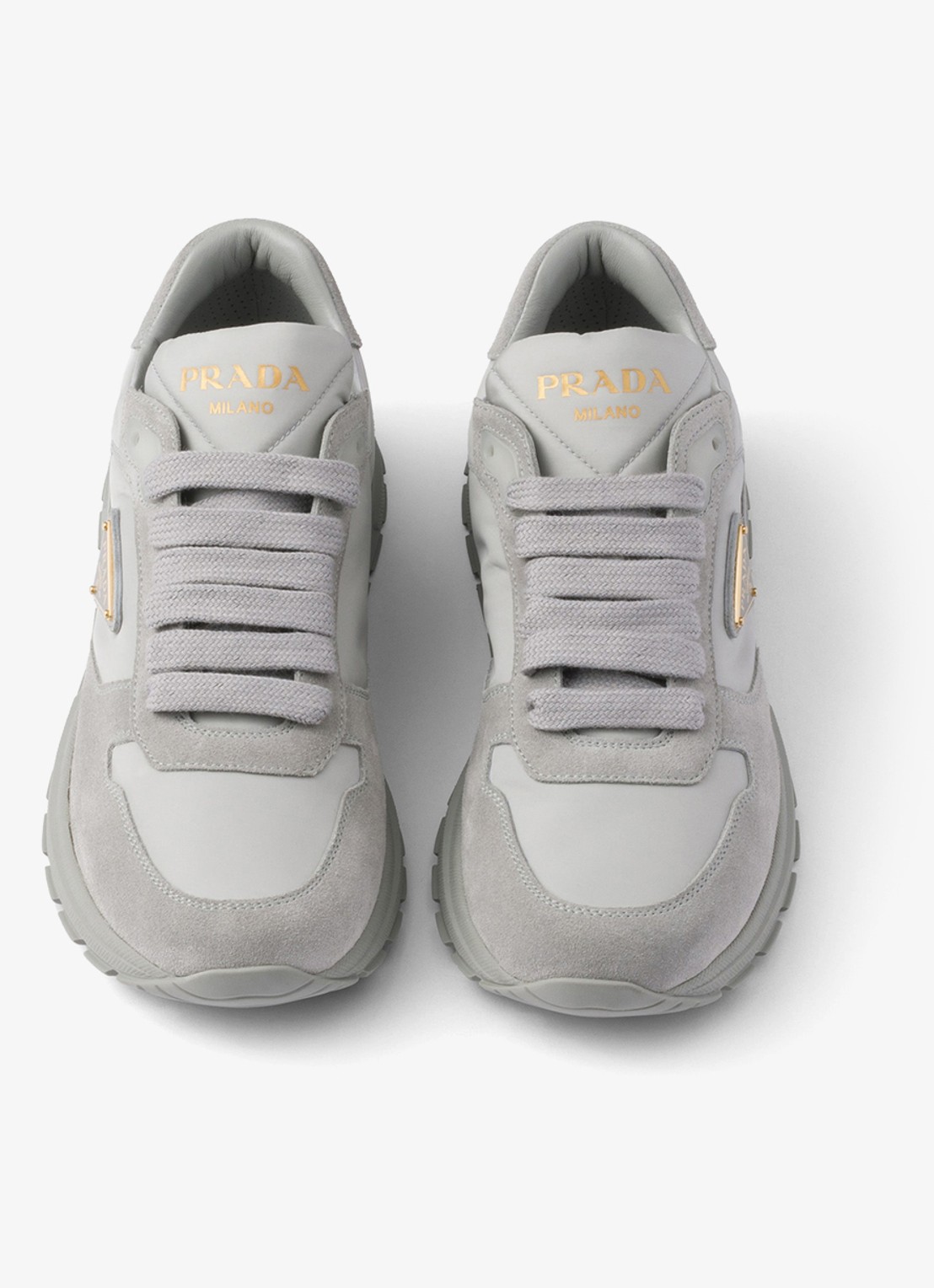 Prada Prax 2.0 Re-Nylon sneaker met suède details - detail grijs