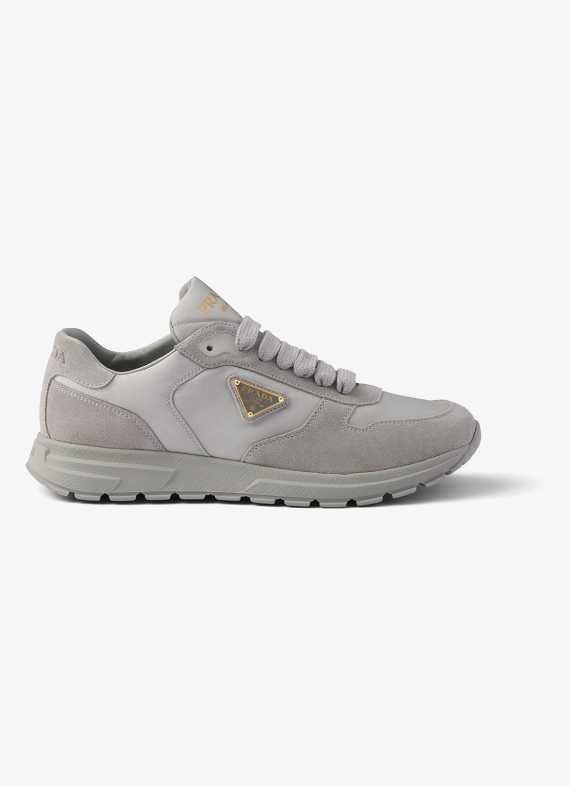Prada Prax 2.0 Re-Nylon sneaker met suède details - voorkant 4 grijs