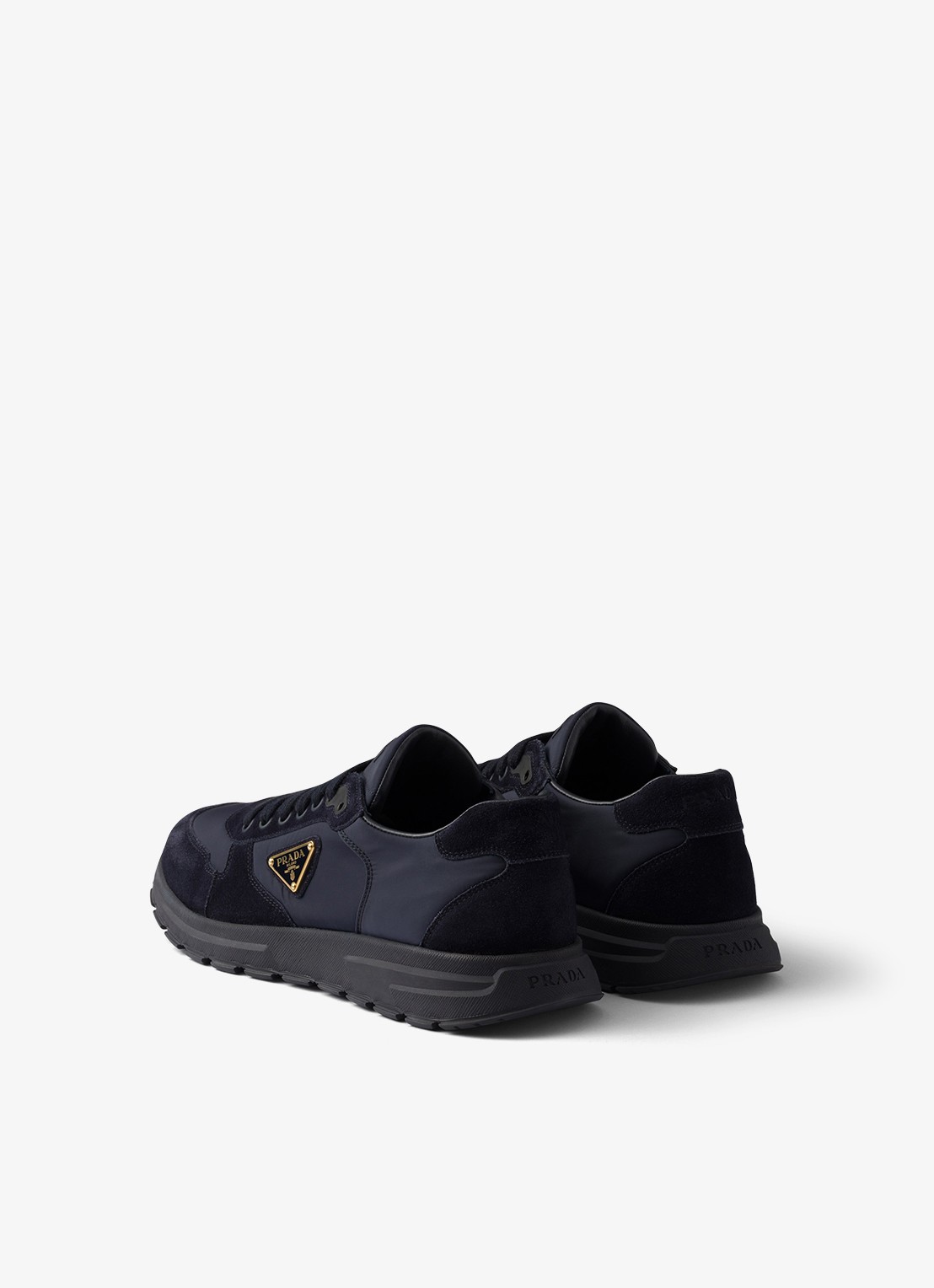 Prada Prax 2.0 Re-Nylon sneaker met suède details - achterkant 5 donkerblauw