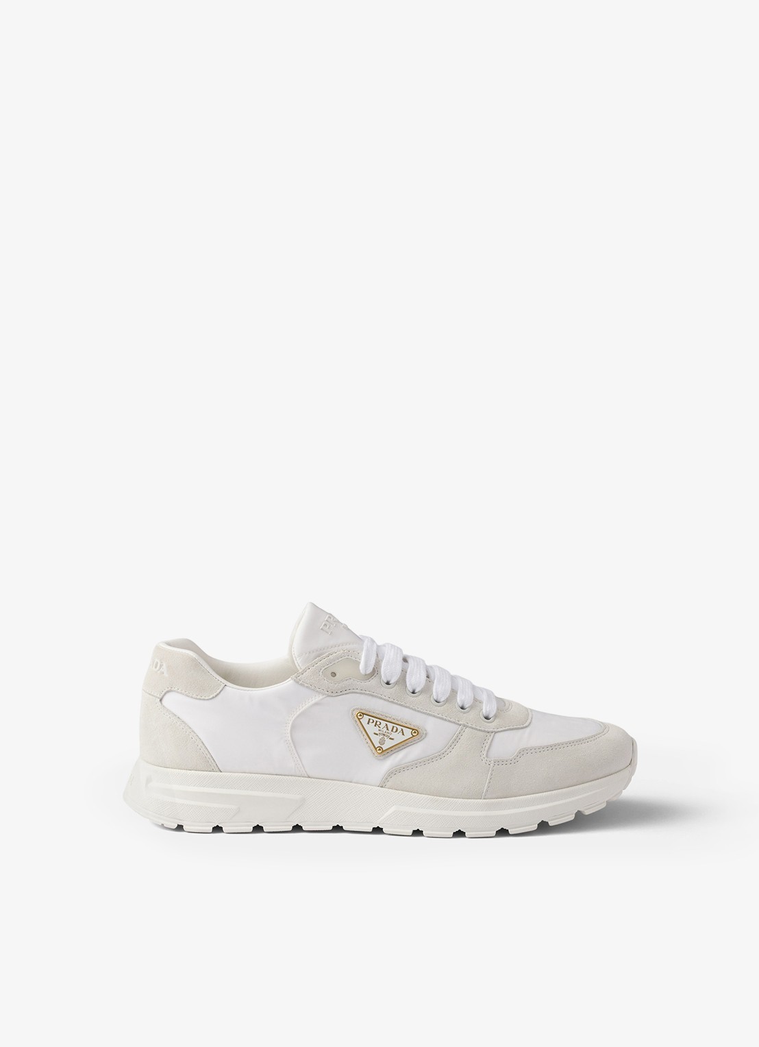 Prada Prax 2.0 Re-Nylon sneaker met suède details - voorkant 4 wit
