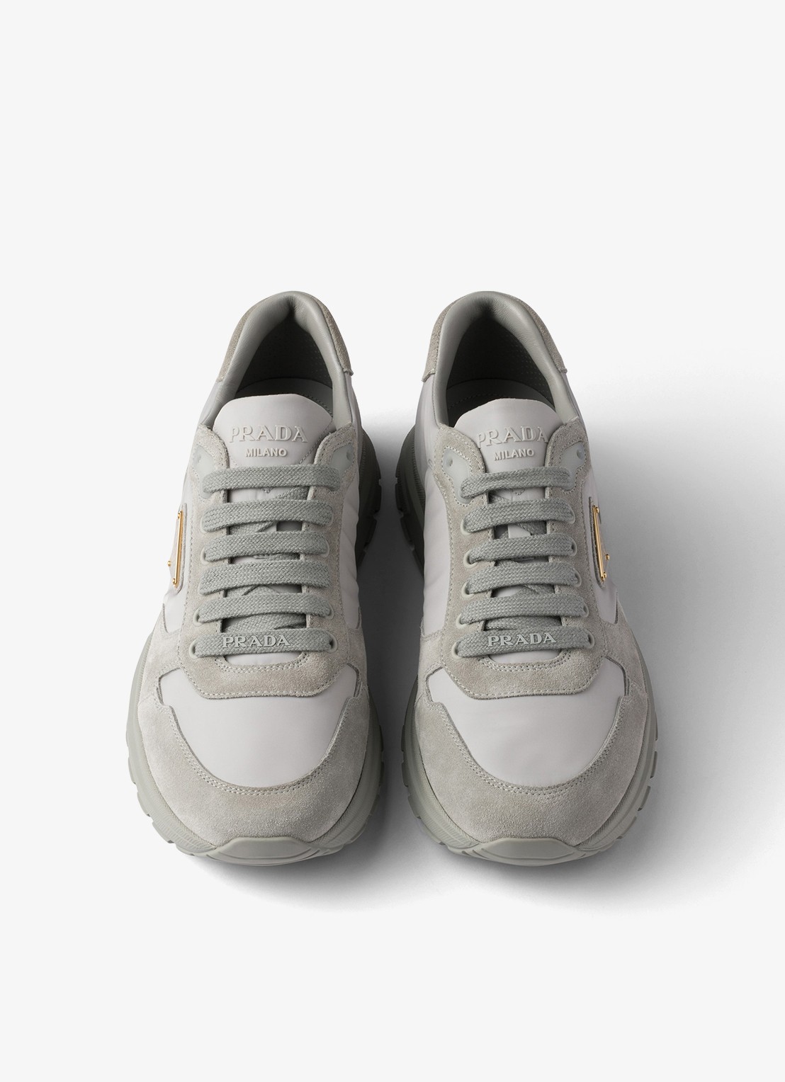 Prada Prax 2.0 Re-Nylon sneaker met suède details - detail 4 grijs