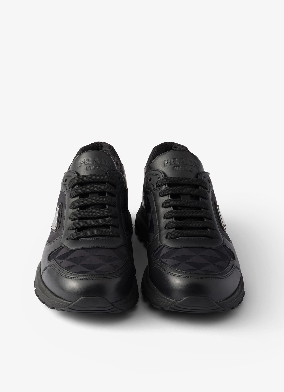 Prada Prax 2.0 Re-Nylon sneaker van kalfsleer - detail 3 zwart