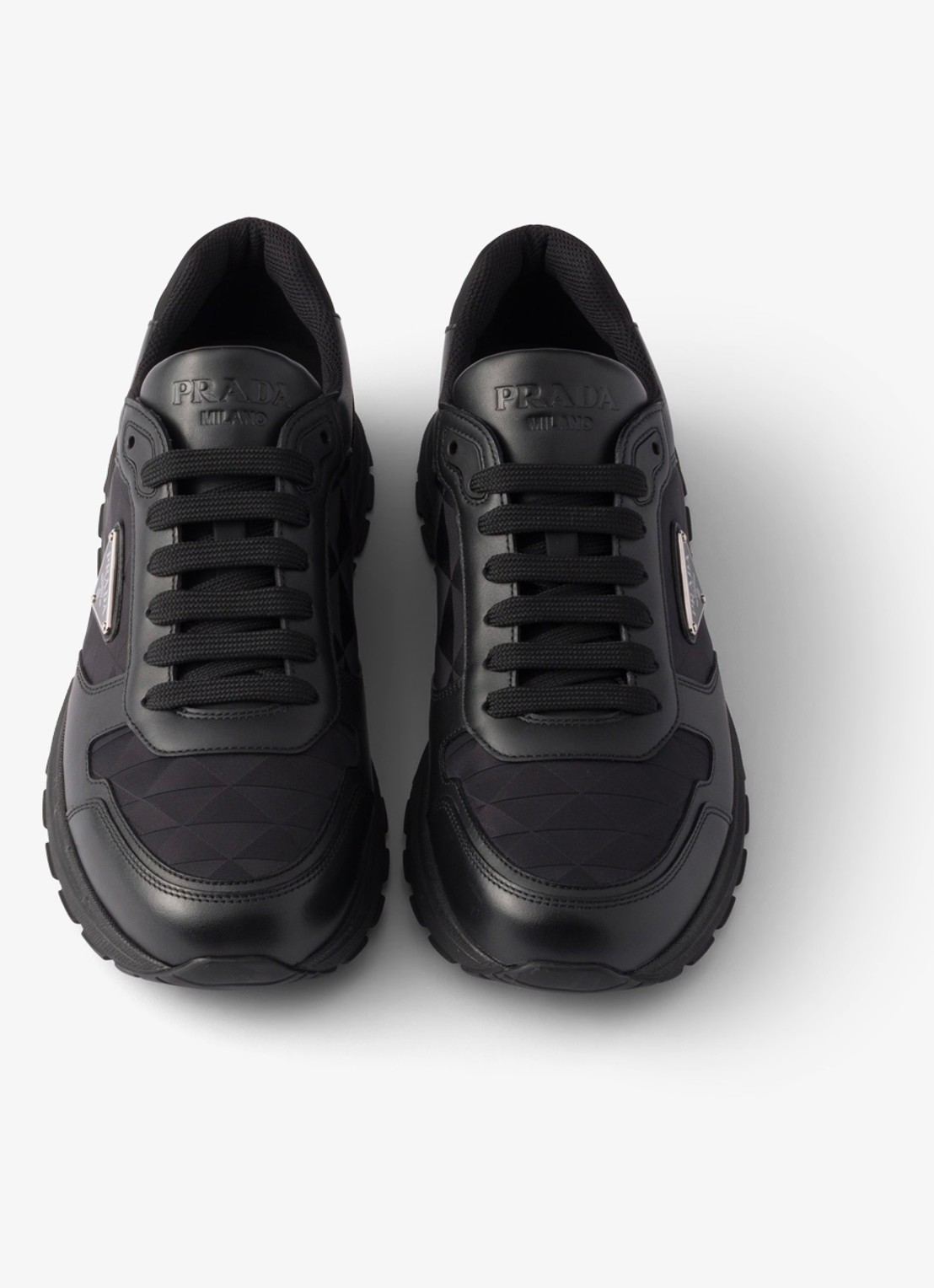 Prada Prax 2.0 Re-Nylon sneaker van kalfsleer - detail 3 zwart