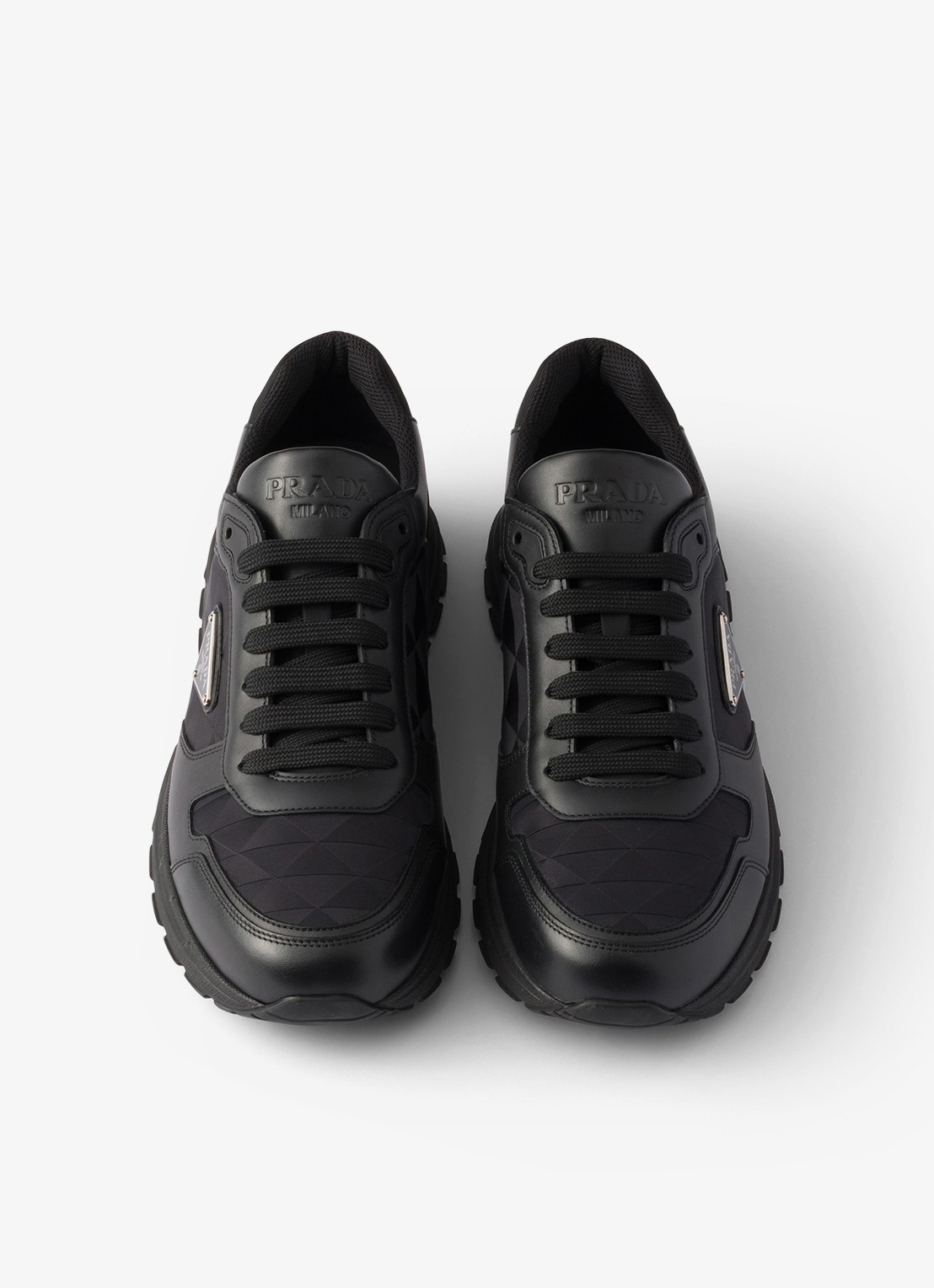 Prada Prax 2.0 Re-Nylon sneaker van kalfsleer - detail 4 zwart