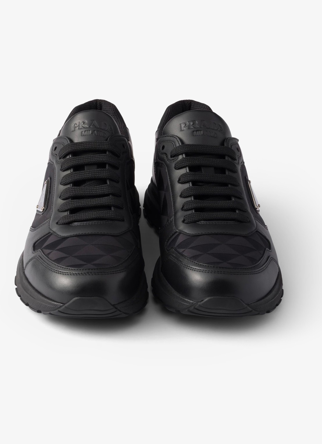Prada Prax 2.0 Re-Nylon sneaker van kalfsleer - detail 4 zwart