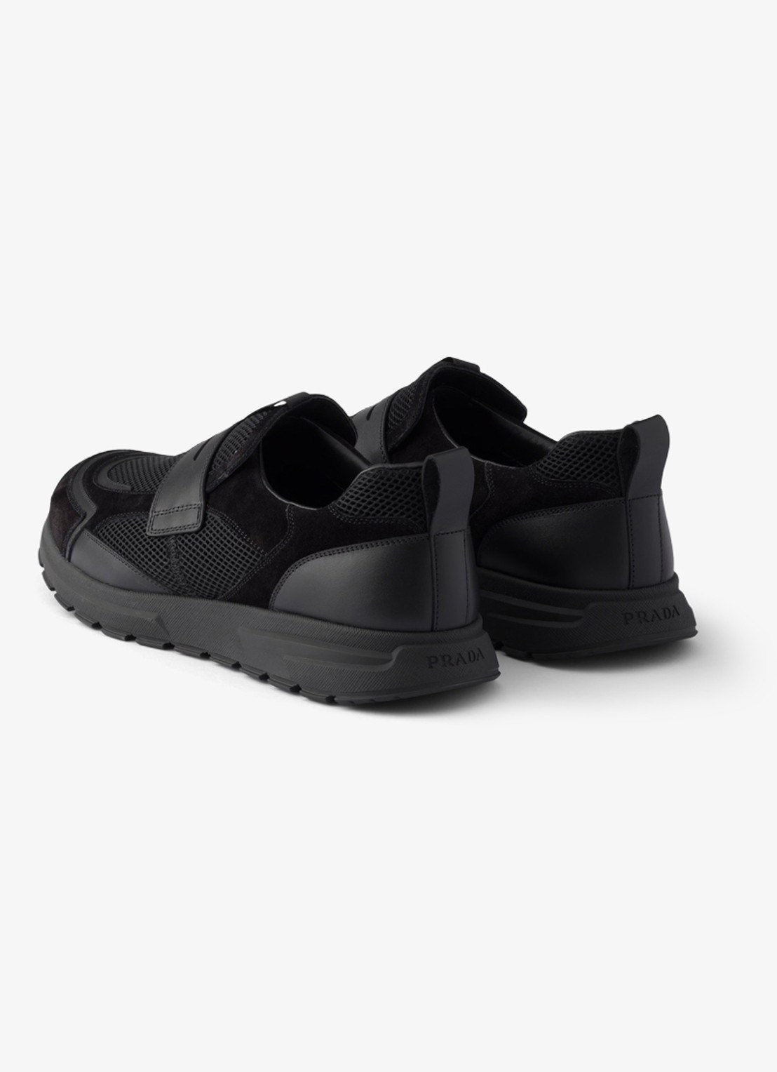 Prada Prax loafer van mesh met leren details - achterkant 5 zwart