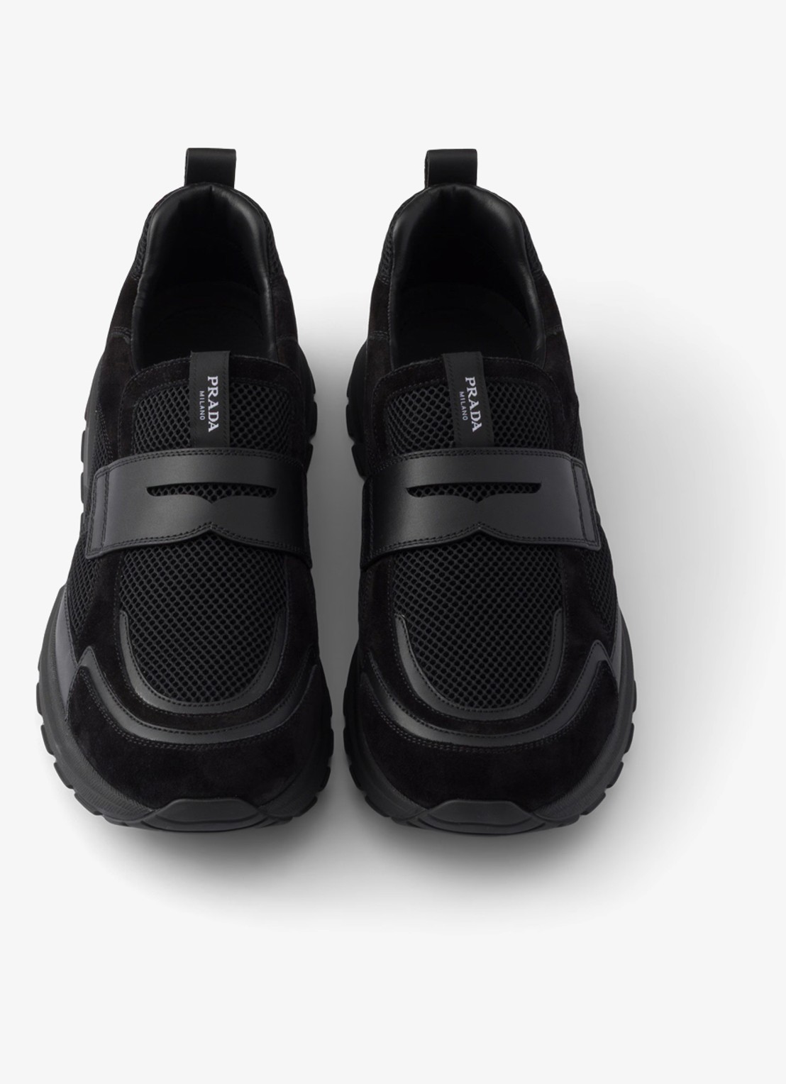 Prada Prax loafer van mesh met leren details - detail 2 zwart